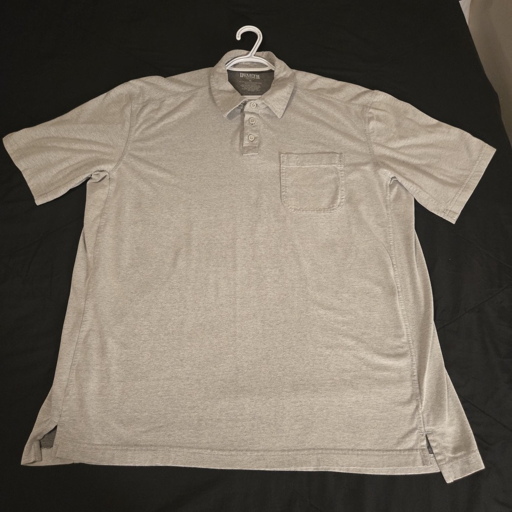 Duluth Trading Co. Shirt Mens XL Gray Longtail T Pocket Short Sleeve Polo Casual